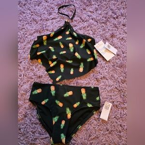 Old Navy Black/ Pineapple Print Bikini Girls Size Small(6-7)